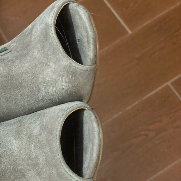 Firth Dez Mule Suede Bootie heel open toe size 6.5 Mousse brown gray green laces - Picture 7 of 16